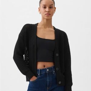 Gap black crochet cardigan, size M, relaxed fit